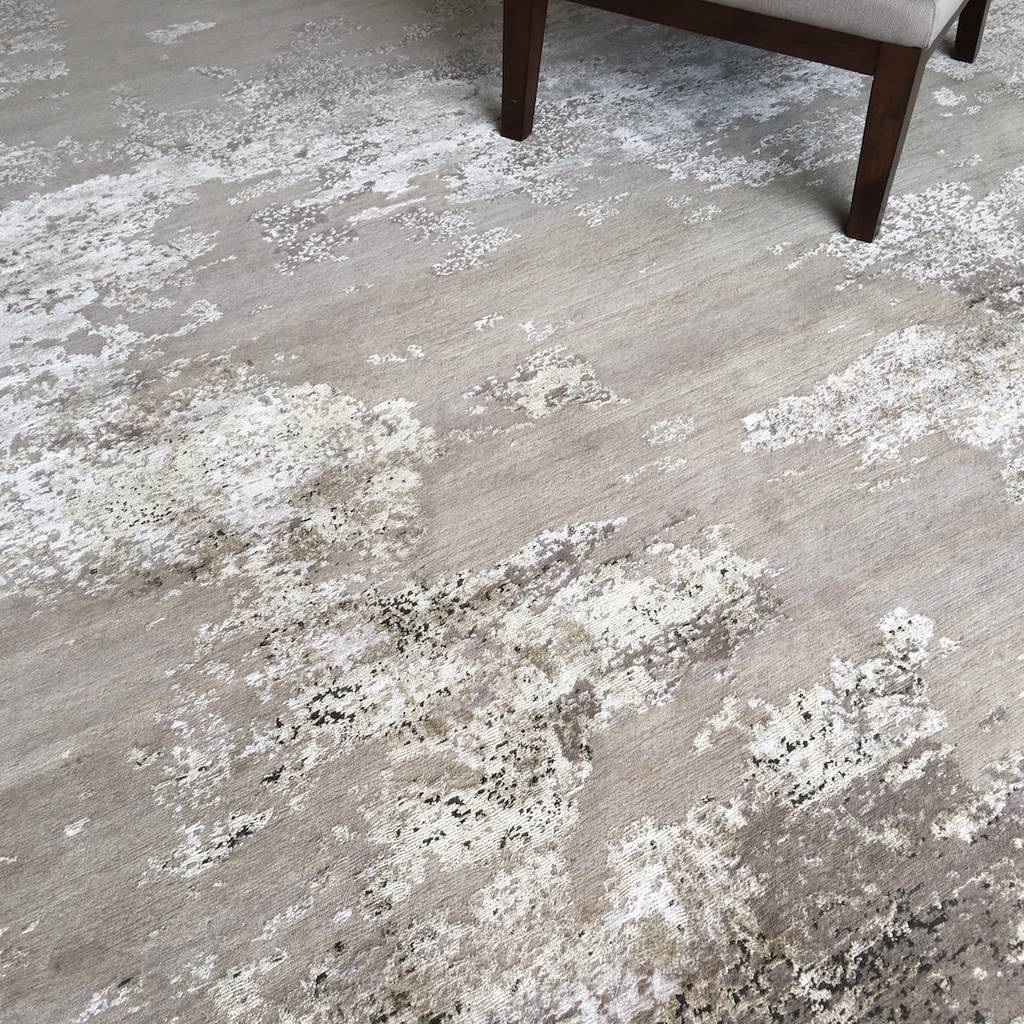 Modern abstract neutral beige brown rug